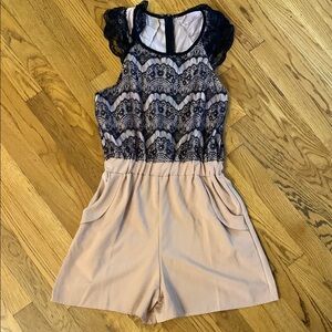 Forever 21 Black Lace and Tan Romper